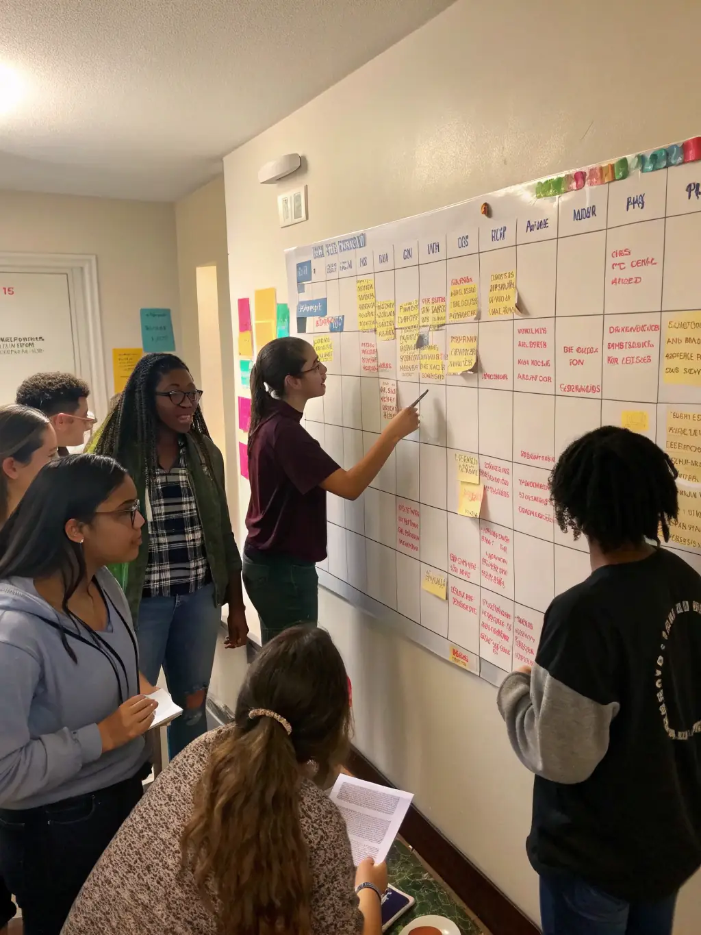An image depicting flexible scheduling options at IronMan Academy, showing a calendar with various time slots and a diverse group of students. The atmosphere is accommodating and convenient.